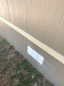 Mobile home skirting vents in wood by GulfTex